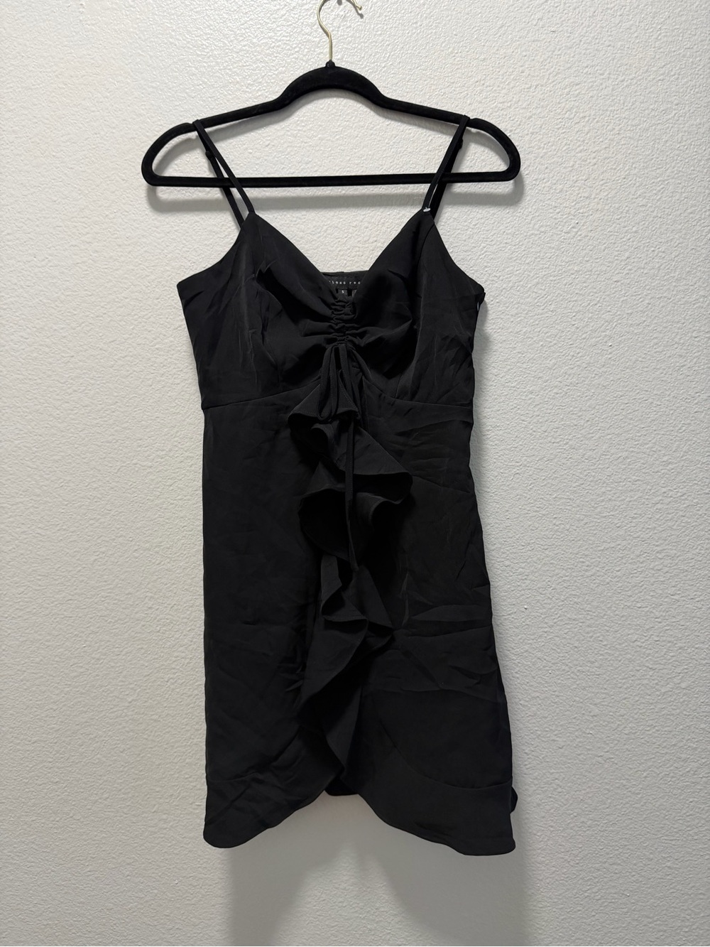 Endless Rose Black Ruffle Front Mini Dress